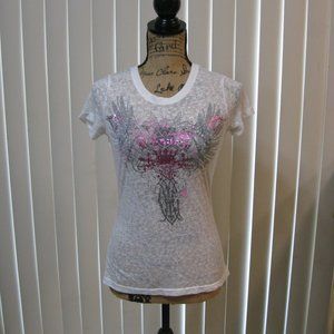 NWOT Express white graphic tee t shirt top XS extra small